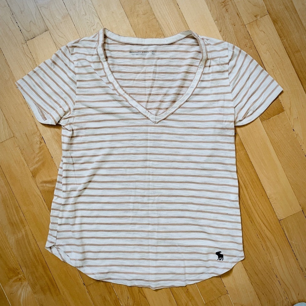 Abercrombie & Fitch Soft A&F Collection XS Striped V-Neck T-Shirt